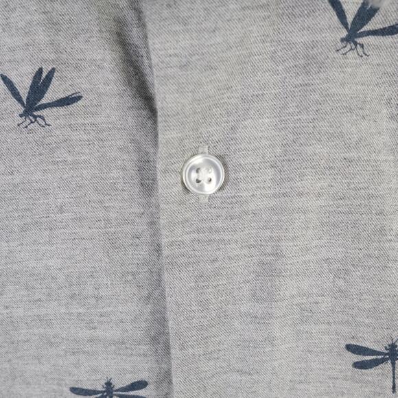 Threadbare Mens Cotton Button Up Heather Gray Dragonfly Dress Shirt Small - Picture 4 of 8